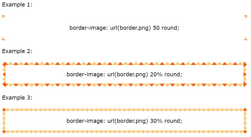 Example border images with different slice values