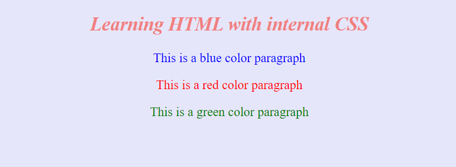 Inline CSS example