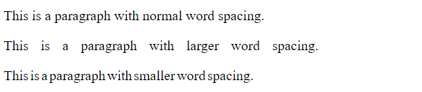 Example word spacing
