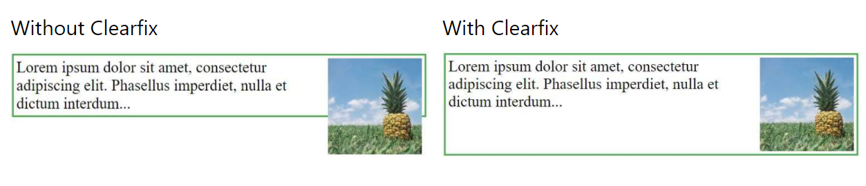 Example align with clearfix