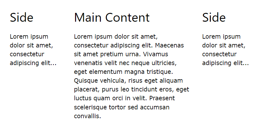 Example content columns